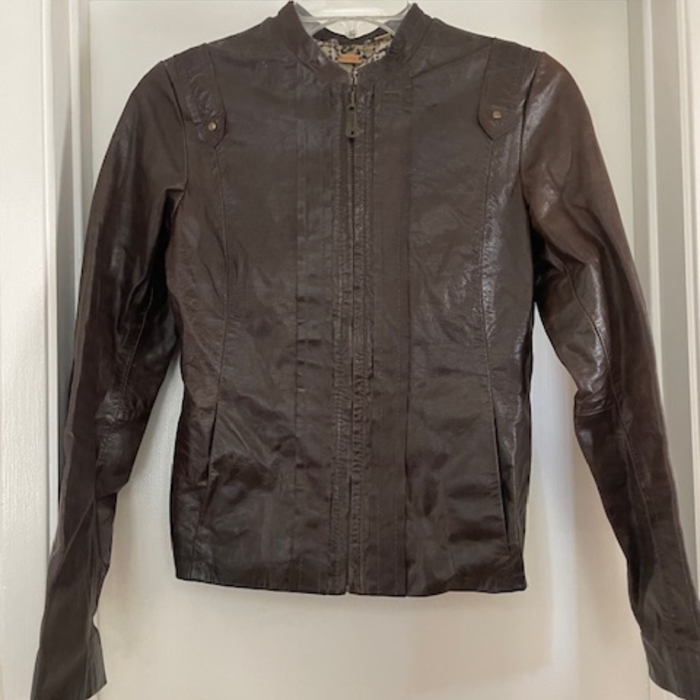 DOMA Leather Brown Leather Moto Jacket